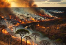 (cerrado do distrito federal, brasília tendo queimada