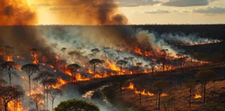 (cerrado do distrito federal, brasília tendo queimada
