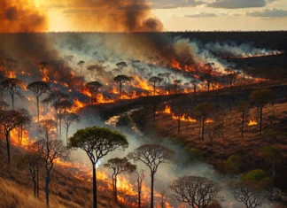 (cerrado do distrito federal, brasília tendo queimada