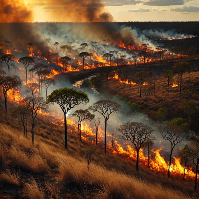 (cerrado do distrito federal, brasília tendo queimada