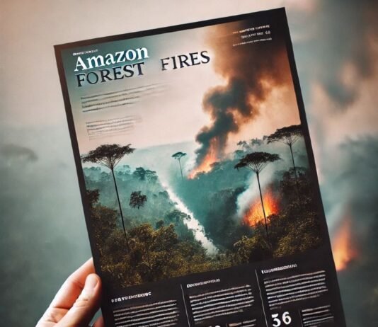 Amazônia em chamas durante incêndio.