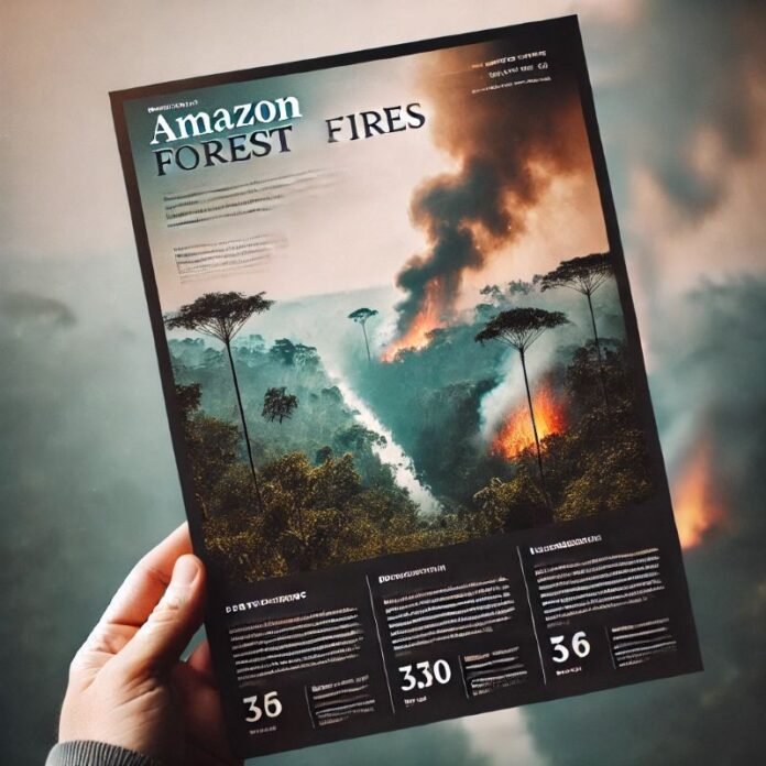 Amazônia em chamas durante incêndio.