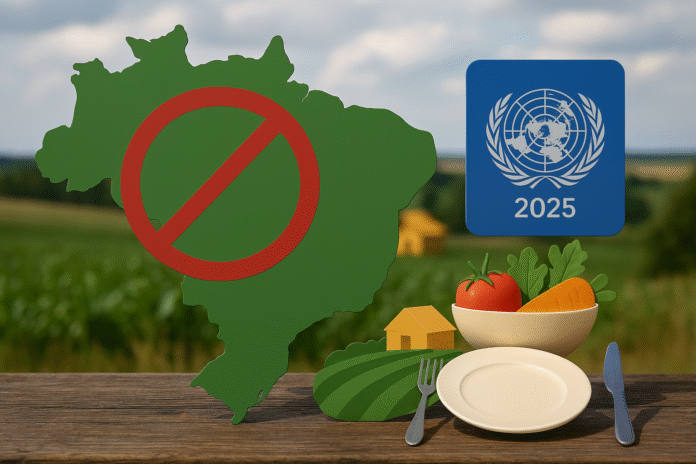 Infográfico representando os índices históricos de subalimentação no Brasil, conforme dados da FAO.