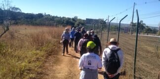 Grupo de participantes percorreu trilha ecológica no Parque Ezechias Heringer em ação pela preservação do Cerrado.
