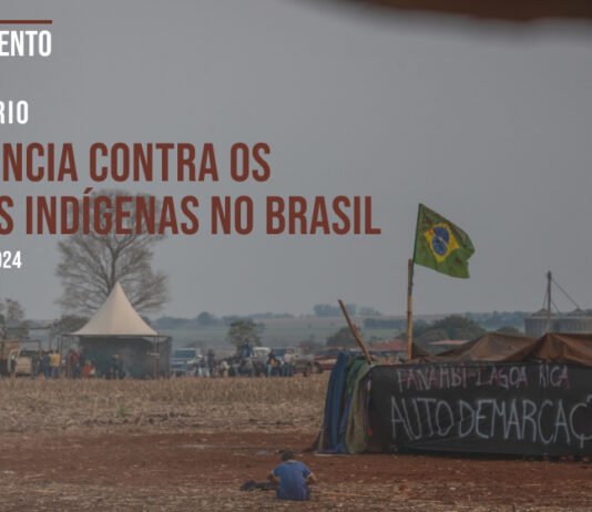 Lideranças indígenas durante lançamento de relatório sobre violência contra os povos indígenas em 2024, promovido pelo Cimi.