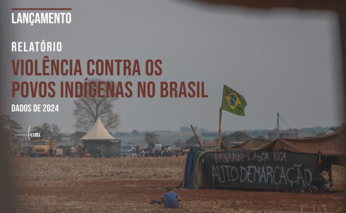 relatorio-2024-lancamento-site Lideranças indígenas durante lançamento de relatório sobre violência contra os povos indígenas em 2024, promovido pelo Cimi.