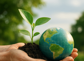 Esta foto Ela representa visualmente o papel do cooperativismo na COP30, com foco em ações climáticas sustentáveis e desenvolvimento regional.