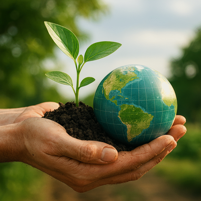 Esta foto Ela representa visualmente o papel do cooperativismo na COP30, com foco em ações climáticas sustentáveis e desenvolvimento regional.
