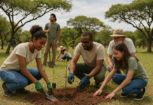 Participantes do Dia do Cerrado em Brasília realizam plantio simbólico de árvores nativas