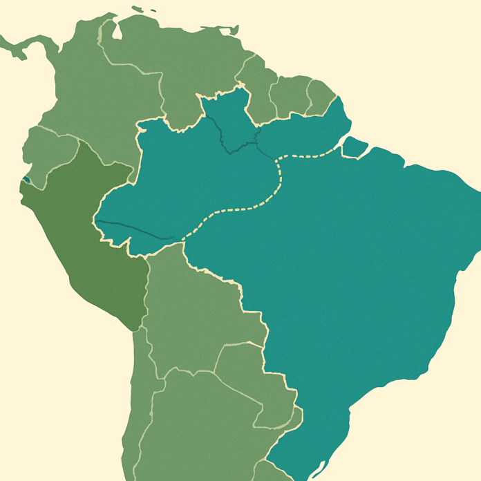 Ilustração do Sistema Aquífero Grande Amazônia, maior reserva subterrânea de água doce do planeta. Fonte: Wikipédia.